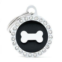 ماي فاميلي قلادة عظم على شكل دائرة اسود لماع