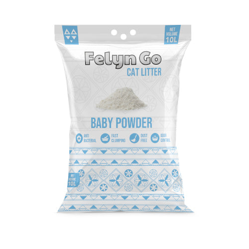 فيلاين قو رمل ناعم بنتونيت للقطط برائحة بودرة الطفل.
