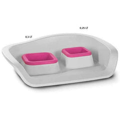 أم بي برغامو صينية مع مأكلية ومشربية اخضر فاتح