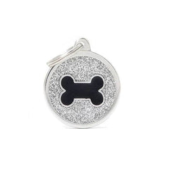 ماي فاميلي قلادة اللون الرمادي اللامع الدائري العظام السوداء