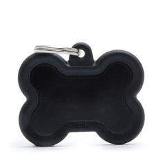 ماي فاميلي قلادة على شكل عظمة اسود مع اطار جلد