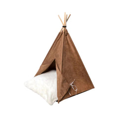 فيلاين قو كب كيك سرير شكل خيمة للقطط والكلاب لون بني