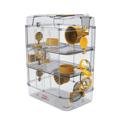 زولكس "رودي 3" قفص ثلاثي للقوارض الصغيرة - أصفر موزي