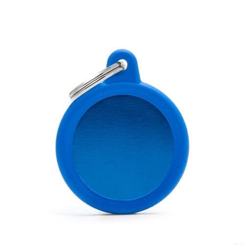 ماي فاميلي قلادة دائرة ازرق اطار جلد