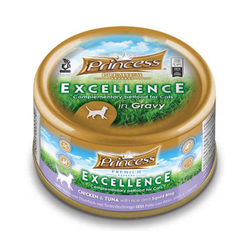 برنسيس بريميوم إكسلانس معلبات بالدجاج والتونة مع الأرز وحلقات الحبار 70 جرام