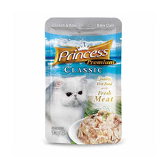 برينسس بريميوم أكياس كلاسيكية بالدجاج و التونة مع الأرز و المحار الصغير  70 غ