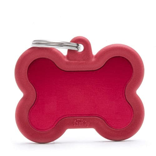 ماي فاميلي قلادة على شكل عظمة احمر اطار جلد