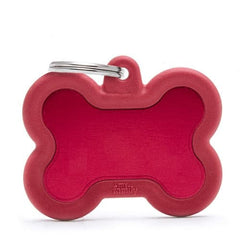 ماي فاميلي قلادة على شكل عظمة احمر اطار جلد