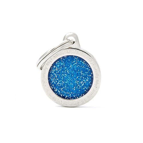 ماي فاميلي قلادة دائرة صغيرة زرقاء لامعة