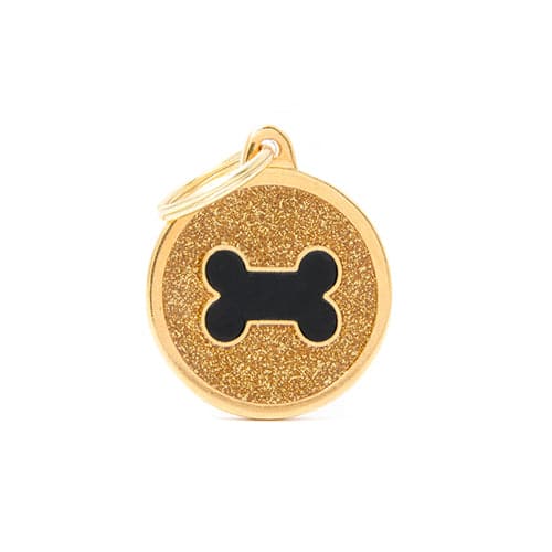 ماي فاميلي قلادة عظم كبير على شكل دائري اسود لماع