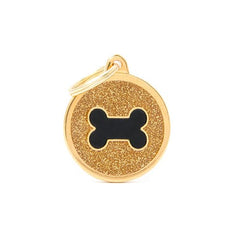 ماي فاميلي قلادة عظم كبير على شكل دائري اسود لماع