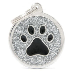 ماي فاميلي قلادة بريق أسود دائري باللون الرمادي