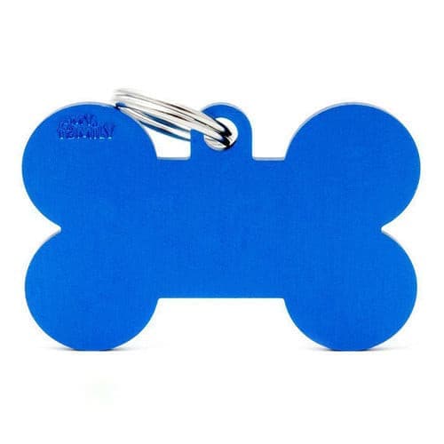 قلادة المونيوم على شكل عظمة لون ازرق