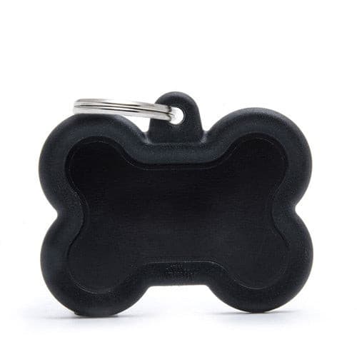 ماي فاميلي قلادة على شكل عظمة اسود مع اطار جلد