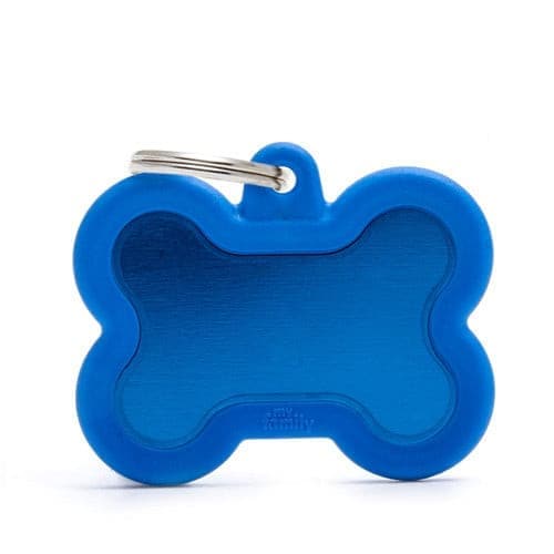 ماي فاميلي قلادة على شكل عظمة ازرق اطار جلد