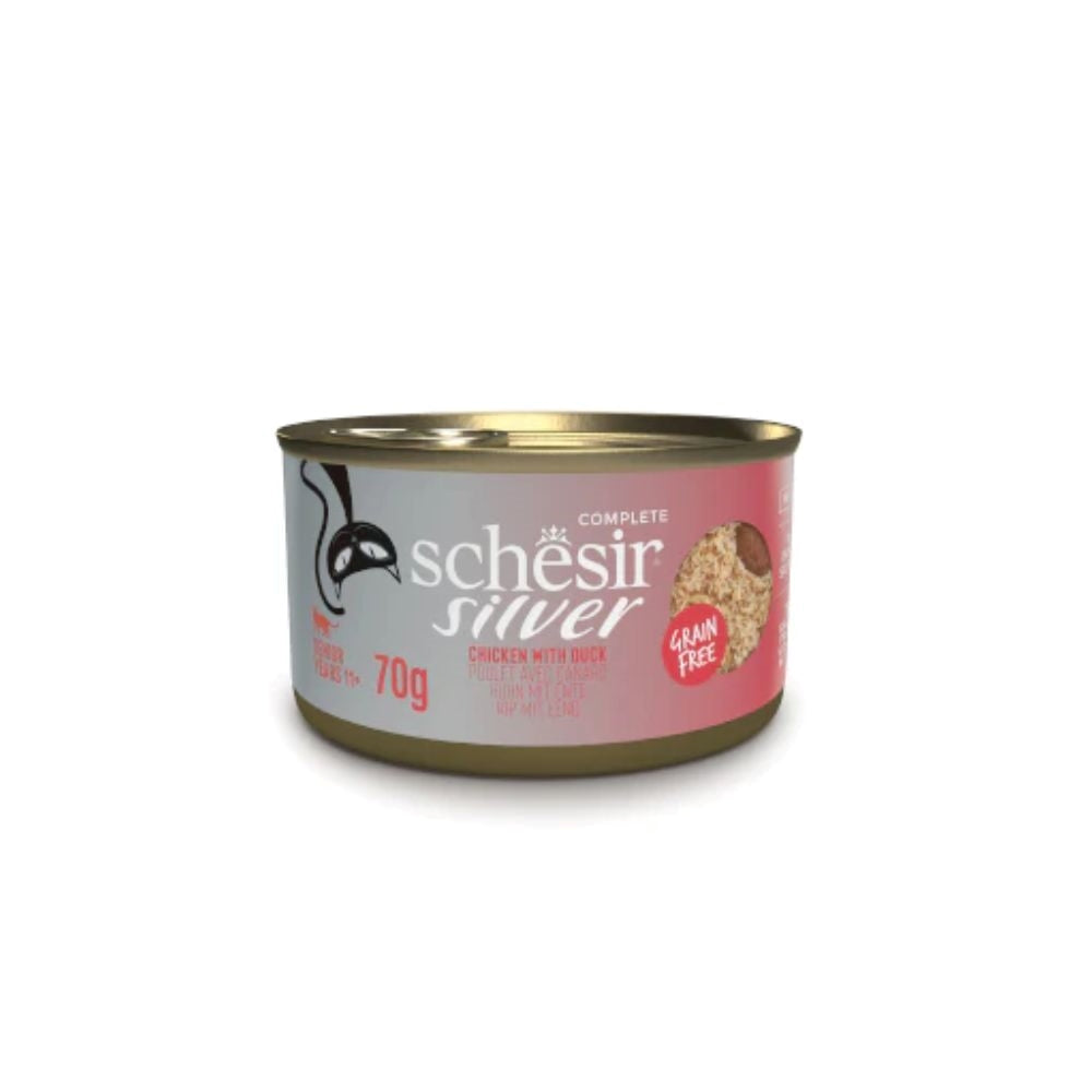 شيزير معلبات سيلفر موس/ش كامل الدجاج والبط للقطط الكبيرة 70غ