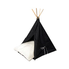 فيلاين قو كب كيك سرير شكل خيمة للقطط والكلاب لون اسود