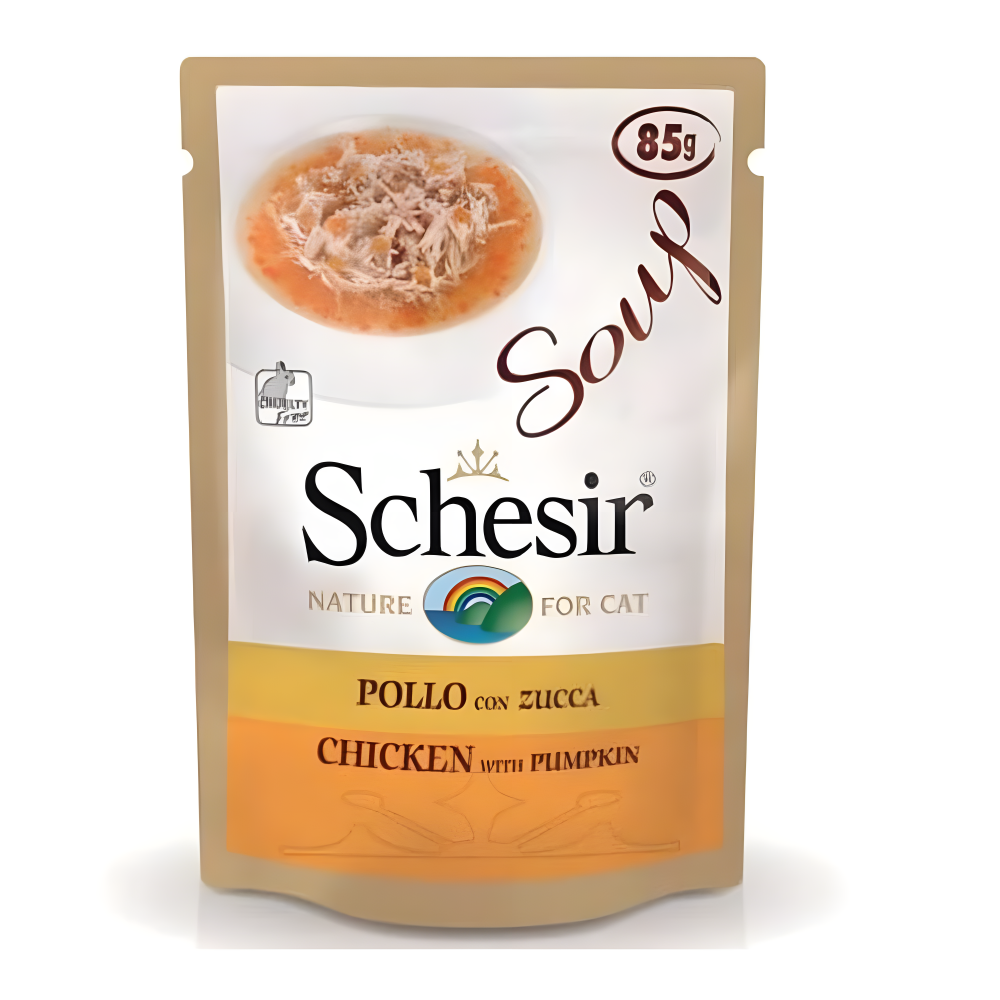 شيزير ظرف دجاج مع اليقطين بالحساء للقطط 85غ