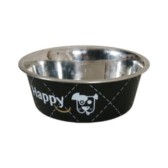 زولكس هابي صحن ستاينلس ستيل للكلاب مقاوم للصدأ مانع للإنزلاق لون اسود