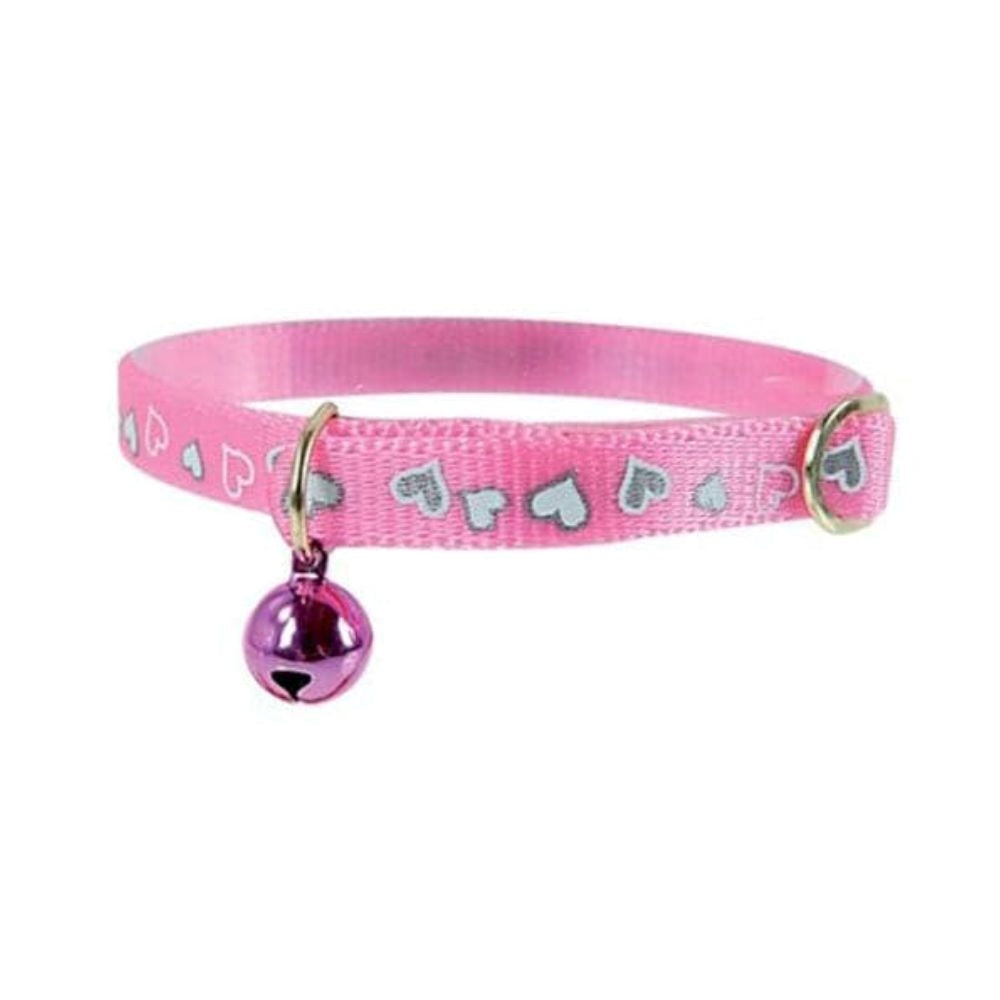 زولكس طوق نايلون للقطط رسمة قلب 30سم - زهري