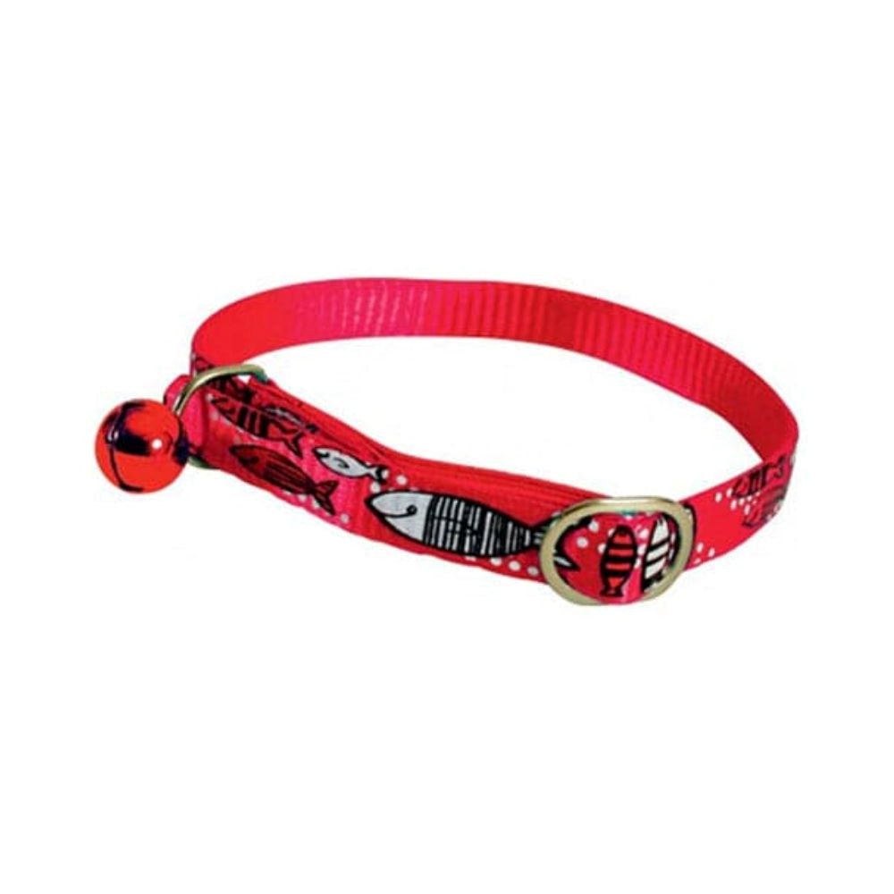 زولكس طوق نايلون للقطط رسمة سمك السردين 30سم - أحمر